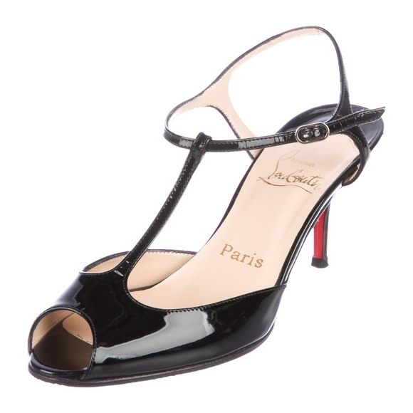 Christian Louboutin Patent Leather T-Strap Sandals - Picture 2 of 12